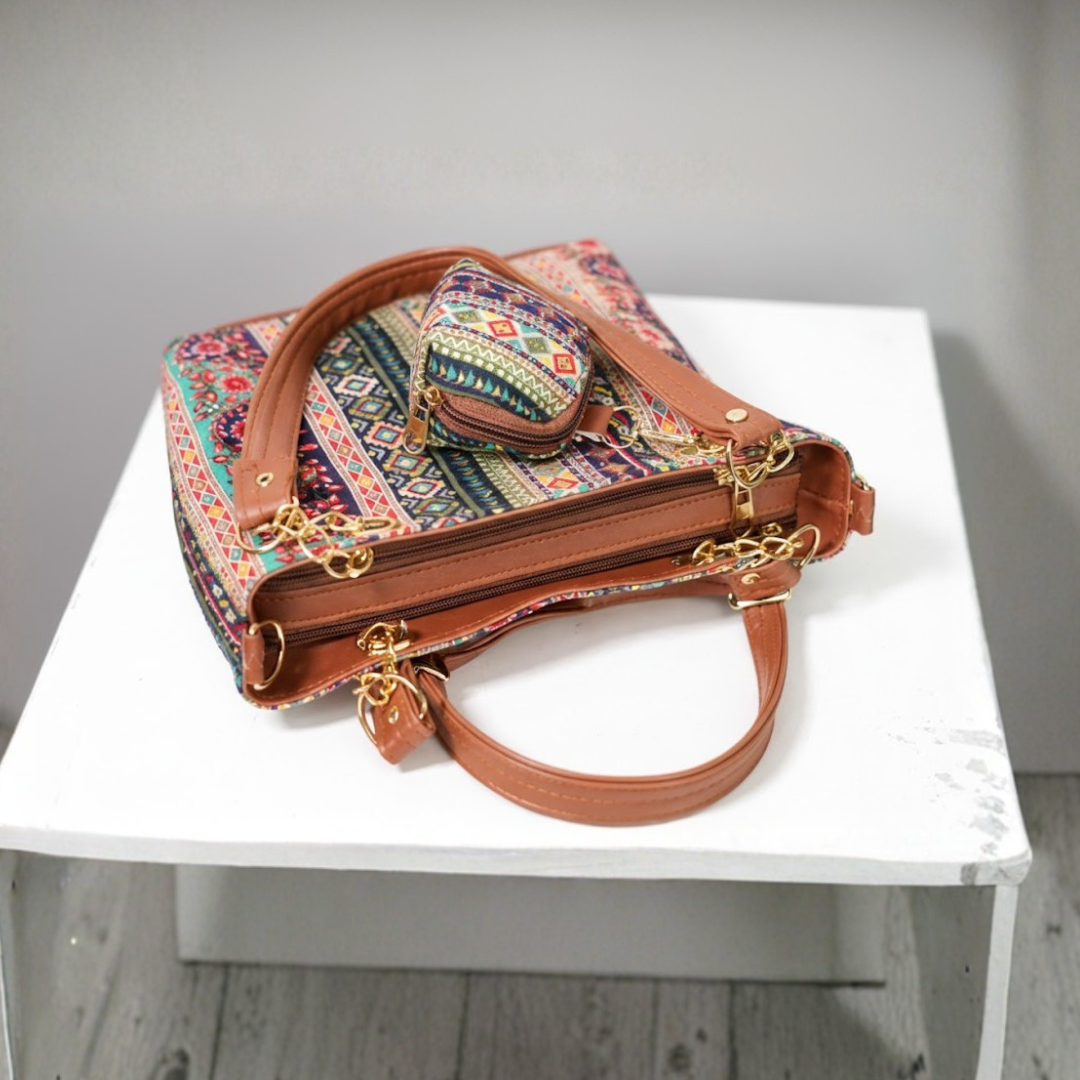 Colorful Ethnic Print Ladies Handbag