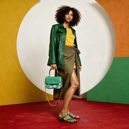 INFINITY FLORAL Green SATCHEL BAG