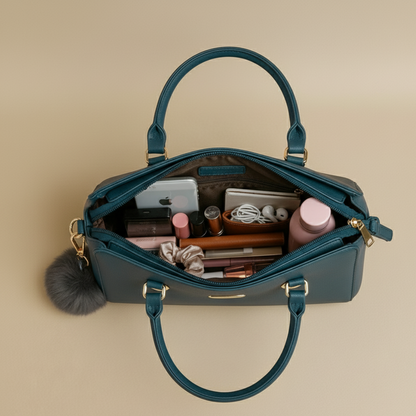 Rivaara Luxe Mocha Charm Structured Tote Handbag For Women