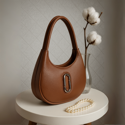 Oval Shape Shoulder Bag for Women - Premium PU Leather Stylish Handbag