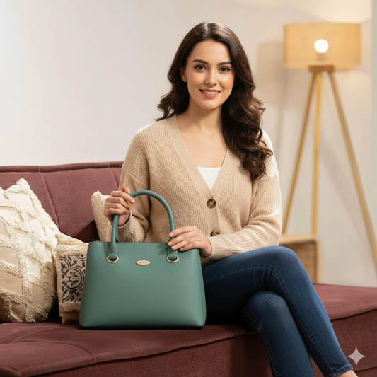 Caramel Blue Structured Tote HandBags For Women– Premium Everyday Handbag