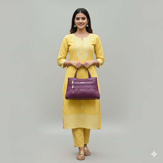 Blush Structured Tote Purple Handbag For Women