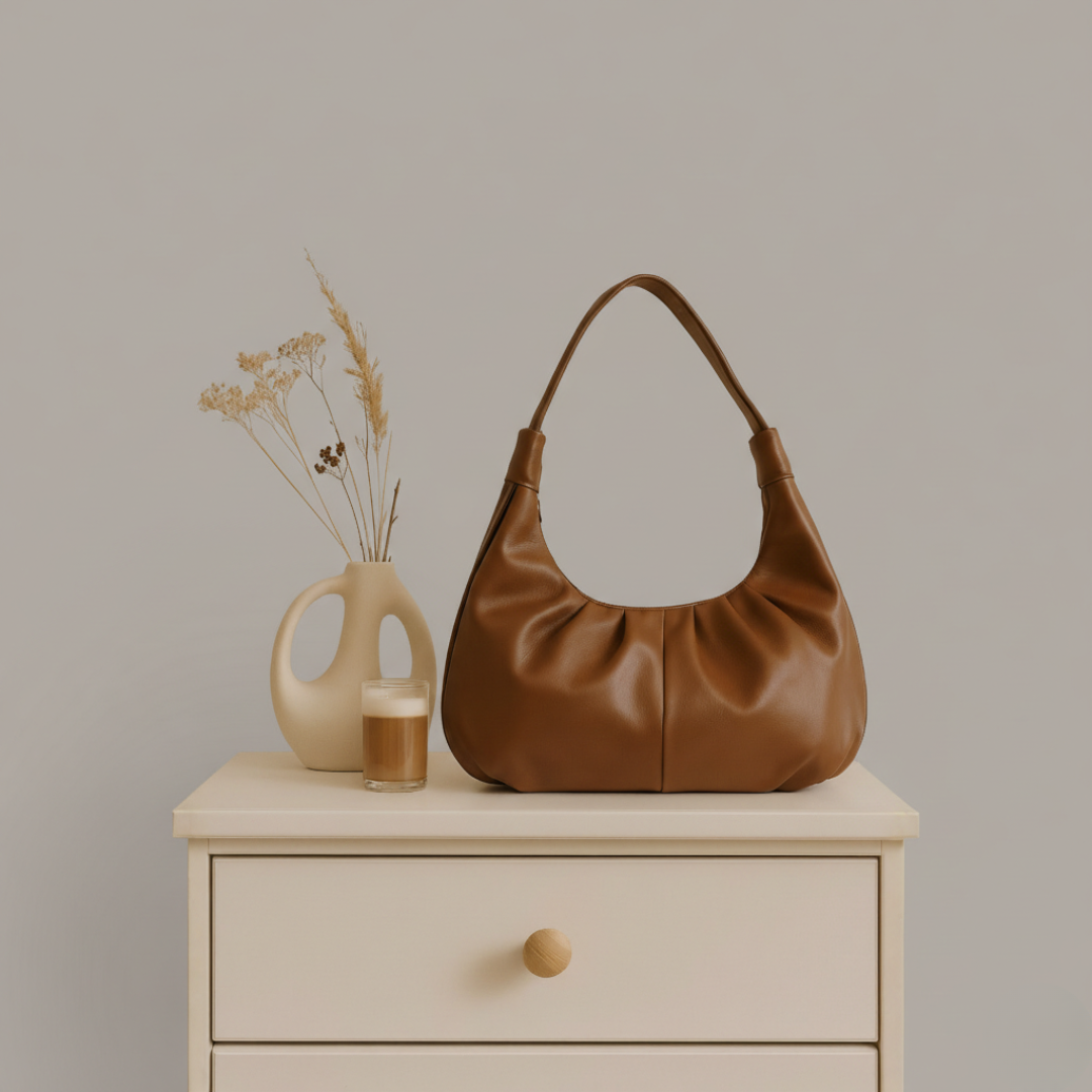 Premium Brown Faux Leather Everyday Handbag