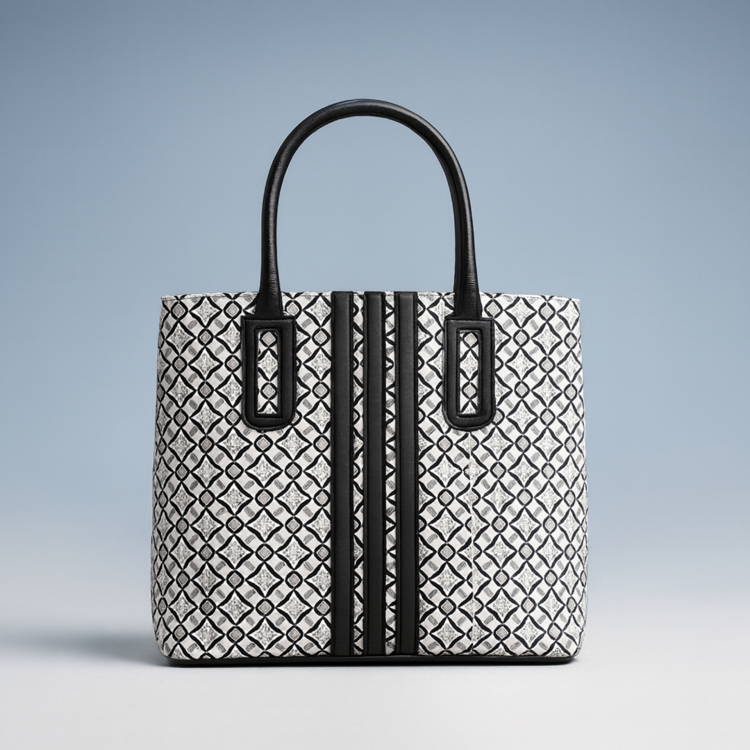 Geometric Print Structured Tote Handbag