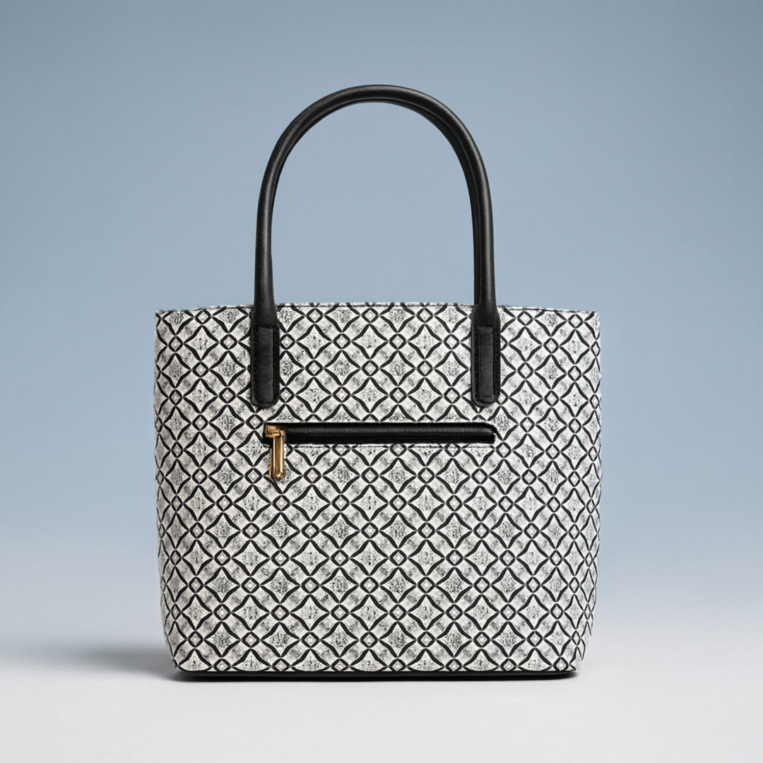 Geometric Print Structured Tote Handbag