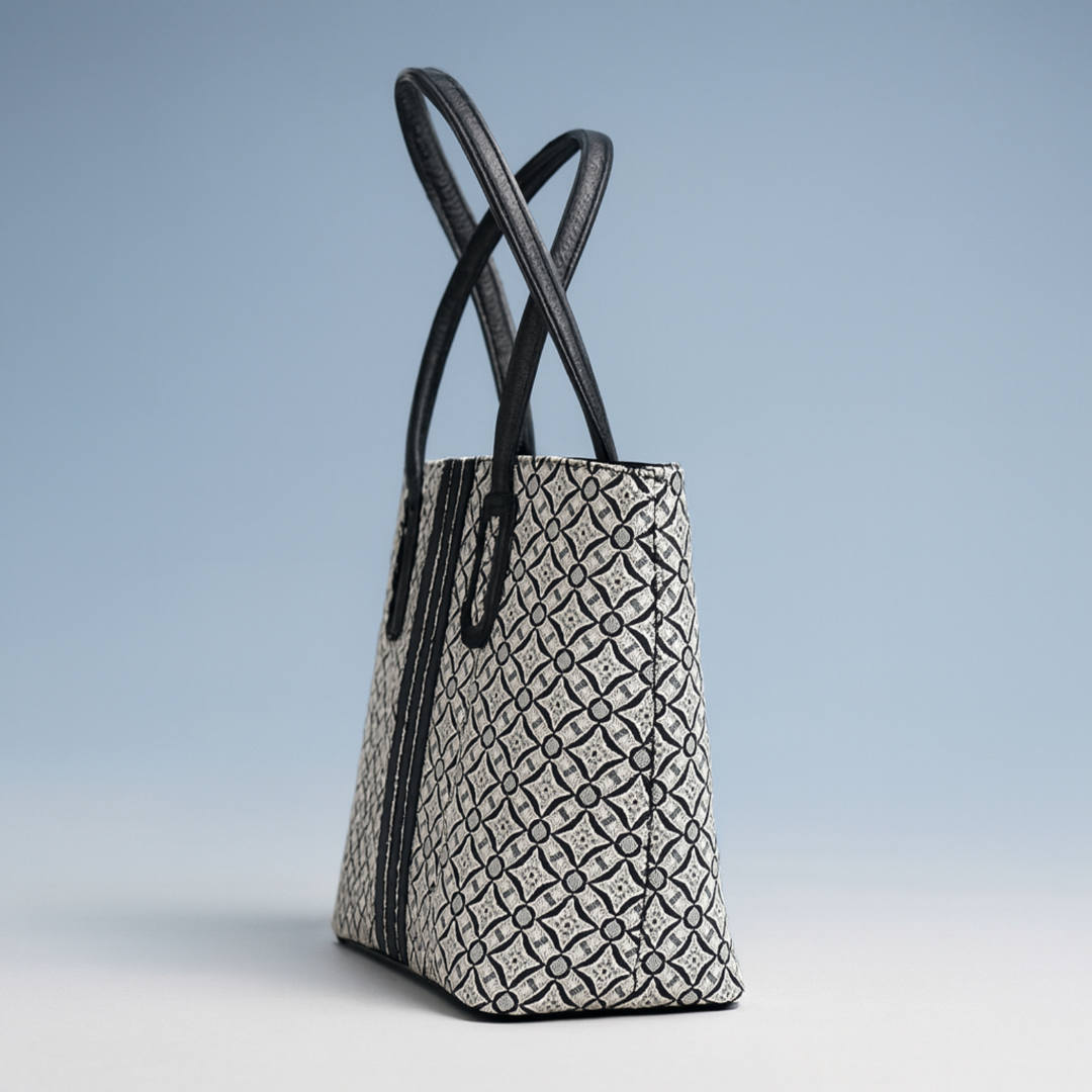 Geometric Print Structured Tote Handbag