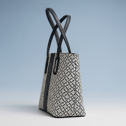 Geometric Print Structured Tote Handbag