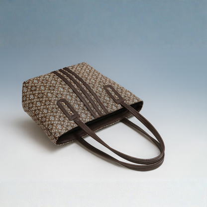 Classic Tan Printed Tote Handbag