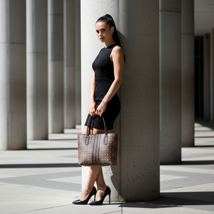 Classic Tan Printed Tote Handbag