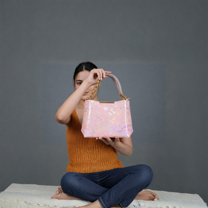 Pink Holographic Chain Handbag