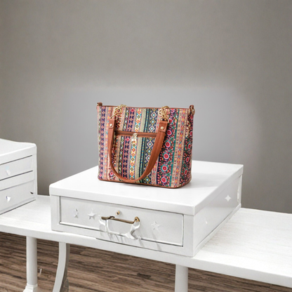 Colorful Ethnic Print Ladies Handbag