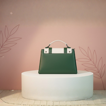Elegant Green & White Satchel Bag for Women