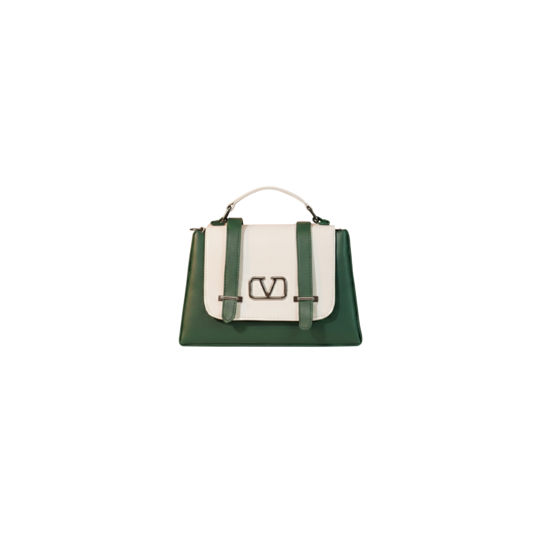 Elegant Green & White Satchel Bag for Women