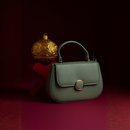 Pastel Green Gold-Lock Shoulder Sling Handbag